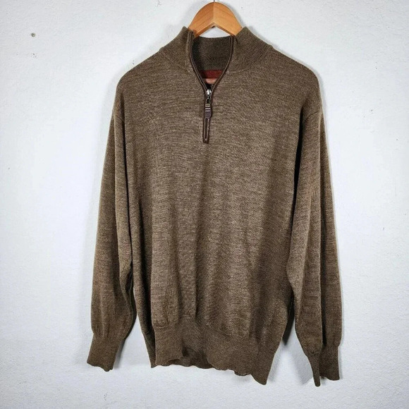 Orvis Other - Orvis Sweater Men's M Brown Merino Wool 1/4 Zip Mock Neck Pullover Longsleeve